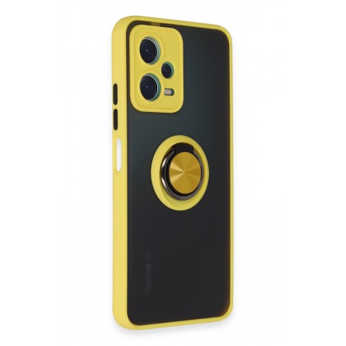 Newface Xiaomi Redmi Note 12 5G Kılıf Montreal Yüzüklü Silikon Kapak - Sarı Newface Xiaomi Redmi Note 12 5G Kılıf Montreal Yüzüklü Silikon Kapak - Sarı