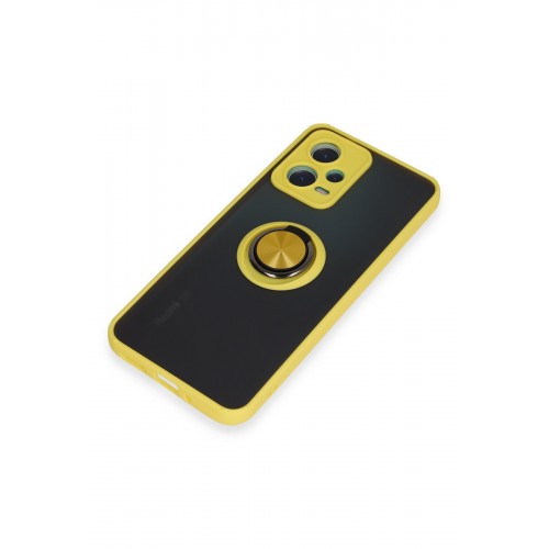 Newface Xiaomi Redmi Note 12 5G Kılıf Montreal Yüzüklü Silikon Kapak - Sarı Newface Xiaomi Redmi Note 12 5G Kılıf Montreal Yüzüklü Silikon Kapak - Sarı