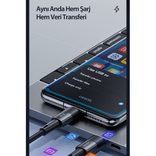 Newface Toocki TQ-X08L 1M 2.4A Hasırlı Usb to Lightning PD Hızlı Şarj Kablosu - Mavi Newface Toocki TQ-X08L 1M 2.4A Hasırlı Usb to Lightning PD Hızlı Şarj Kablosu - Mavi