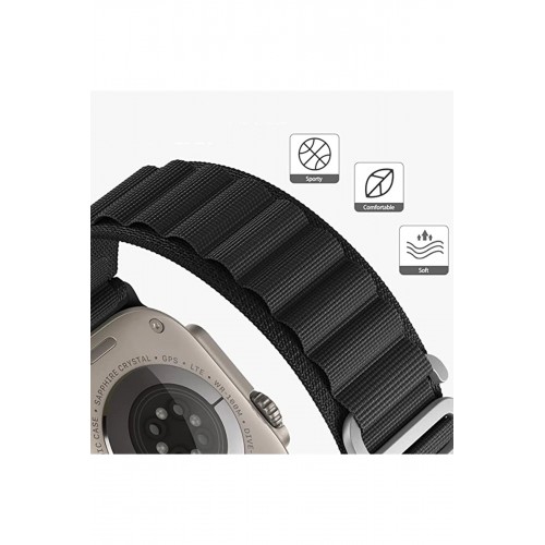 Newface Apple Watch 38mm Mountain Kordon - Siyah-Yeşil Newface Apple Watch 38mm Mountain Kordon - Siyah-Yeşil