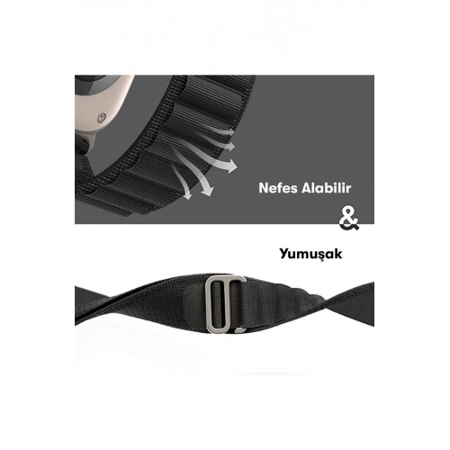 Newface Apple Watch 38mm Mountain Kordon - Siyah-Yeşil Newface Apple Watch 38mm Mountain Kordon - Siyah-Yeşil