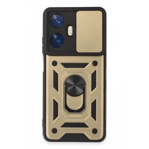 Newface Realme C55 Kılıf Pars Lens Yüzüklü Silikon - Gold Newface Realme C55 Kılıf Pars Lens Yüzüklü Silikon - Gold