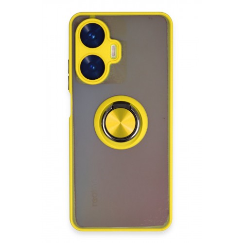 Newface Realme C55 Kılıf Montreal Yüzüklü Silikon Kapak - Sarı