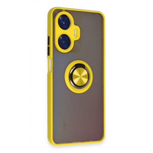 Newface Realme C55 Kılıf Montreal Yüzüklü Silikon Kapak - Sarı Newface Realme C55 Kılıf Montreal Yüzüklü Silikon Kapak - Sarı
