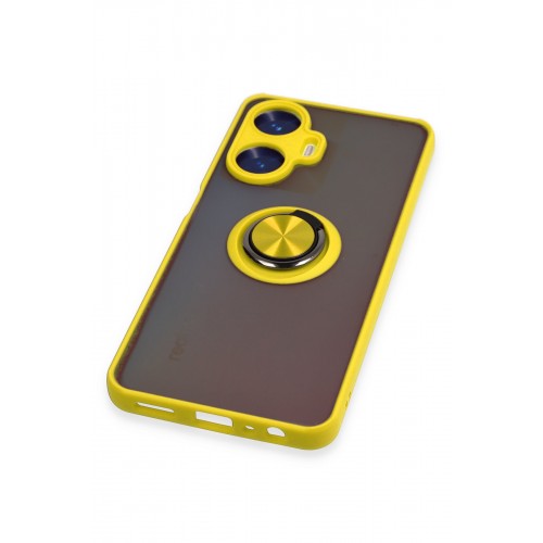 Newface Realme C55 Kılıf Montreal Yüzüklü Silikon Kapak - Sarı Newface Realme C55 Kılıf Montreal Yüzüklü Silikon Kapak - Sarı
