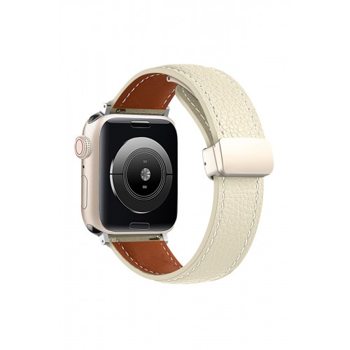 Newface Apple Watch 40mm KR414 Daks Deri Kordon - Beyaz Newface Apple Watch 40mm KR414 Daks Deri Kordon - Beyaz