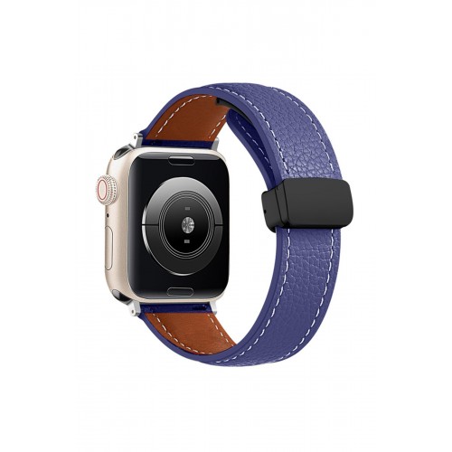 Newface Apple Watch 41mm KR414 Daks Deri Kordon - Lacivert