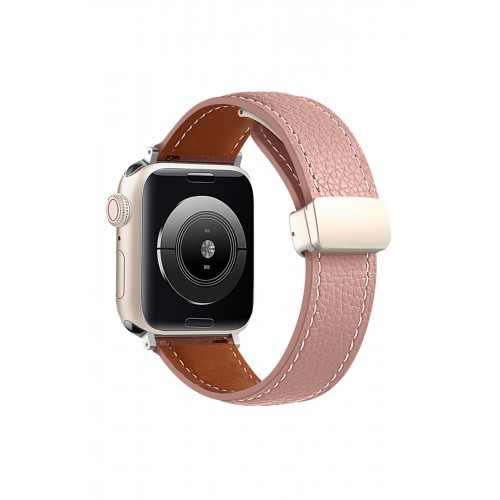 Newface Apple Watch 42mm KR414 Daks Deri Kordon - Pembe