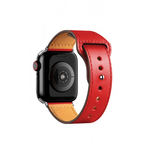 Newface Apple Watch 45mm KR415 Luaz Deri Kordon - Kırmızı Newface Apple Watch 45mm KR415 Luaz Deri Kordon - Kırmızı