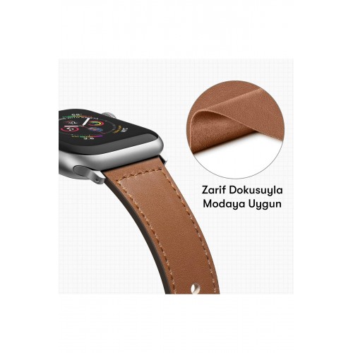 Newface Apple Watch Ultra 49mm KR415 Luaz Deri Kordon - Turuncu Newface Apple Watch Ultra 49mm KR415 Luaz Deri Kordon - Turuncu