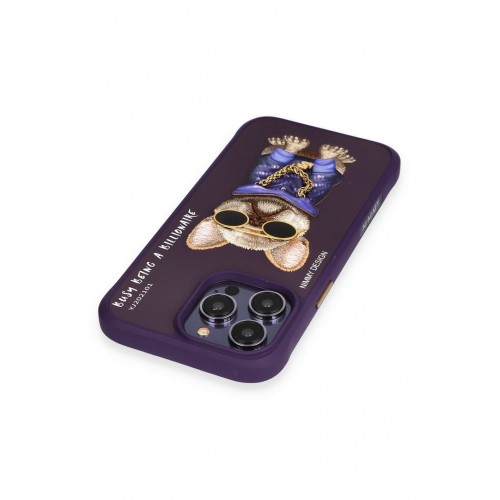 Newface iPhone 14 Pro Kılıf Nimmy Glass Desenli Kapak - Derin Mor Newface iPhone 14 Pro Kılıf Nimmy Glass Desenli Kapak - Derin Mor