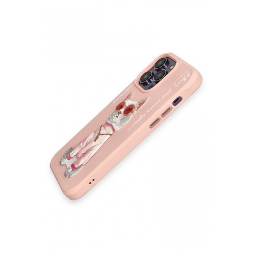 Newface iPhone 14 Pro Kılıf Nimmy Glass Desenli Kapak - Pembe Newface iPhone 14 Pro Kılıf Nimmy Glass Desenli Kapak - Pembe