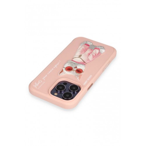 Newface iPhone 14 Pro Kılıf Nimmy Glass Desenli Kapak - Pembe Newface iPhone 14 Pro Kılıf Nimmy Glass Desenli Kapak - Pembe