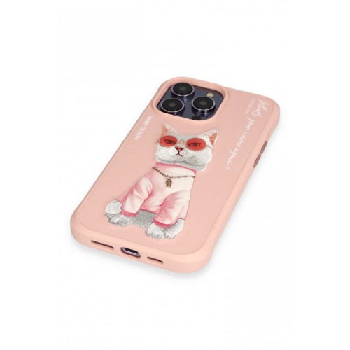 Newface iPhone 14 Pro Kılıf Nimmy Glass Desenli Kapak - Pembe Newface iPhone 14 Pro Kılıf Nimmy Glass Desenli Kapak - Pembe