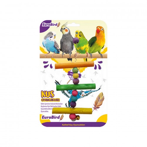 EuroBird Kuş Oyuncağı Renkli Üçlü Tahta Merdiven EuroBird Kuş Oyuncağı Renkli Üçlü Tahta Merdiven