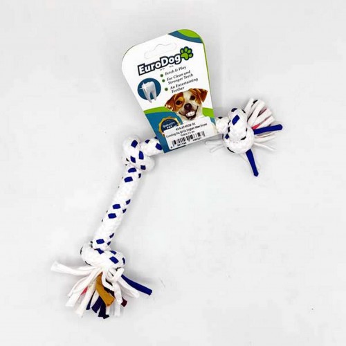 EuroDog Diş İpi Üç Düğüm Mavi Beyaz Nokta 15 cm EuroDog Diş İpi Üç Düğüm Mavi Beyaz Nokta 15 cm