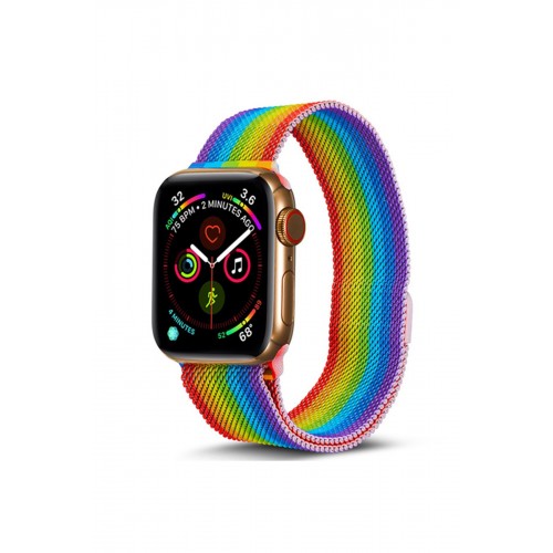 Newface Apple Watch 38mm Metal Mıknatıslı Kordon - Gökkuşağı Newface Apple Watch 38mm Metal Mıknatıslı Kordon - Gökkuşağı