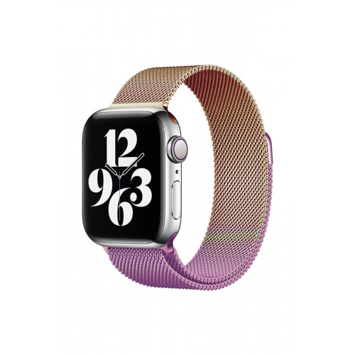 Newface Apple Watch 44mm Metal Mıknatıslı Kordon - Mor-Rose Newface Apple Watch 44mm Metal Mıknatıslı Kordon - Mor-Rose