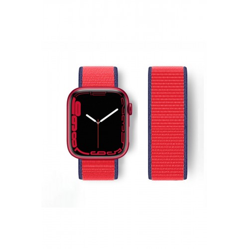 Newface Apple Watch 44mm Hasırlı Cırtcırtlı Kordon - Lacivert-Kırmızı Newface Apple Watch 44mm Hasırlı Cırtcırtlı Kordon - Lacivert-Kırmızı
