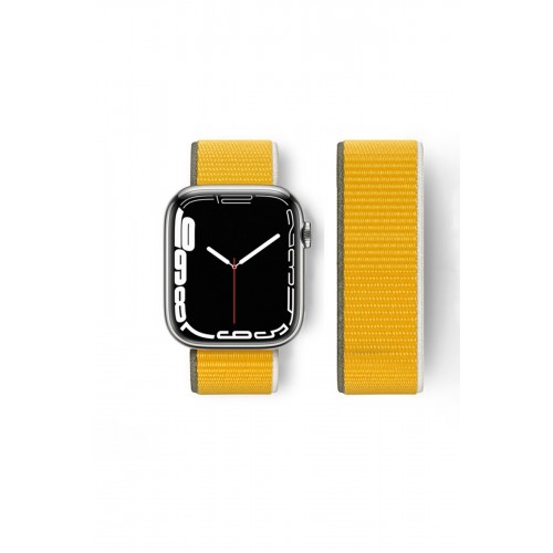 Newface Apple Watch 45mm Hasırlı Cırtcırtlı Kordon - Haki Yeşil-Sarı Newface Apple Watch 45mm Hasırlı Cırtcırtlı Kordon - Haki Yeşil-Sarı