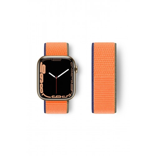 Newface Apple Watch 45mm Hasırlı Cırtcırtlı Kordon - Lacivert-Turuncu Newface Apple Watch 45mm Hasırlı Cırtcırtlı Kordon - Lacivert-Turuncu
