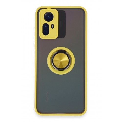 Newface Xiaomi Redmi Note 12S Kılıf Montreal Yüzüklü Silikon Kapak - Sarı Newface Xiaomi Redmi Note 12S Kılıf Montreal Yüzüklü Silikon Kapak - Sarı