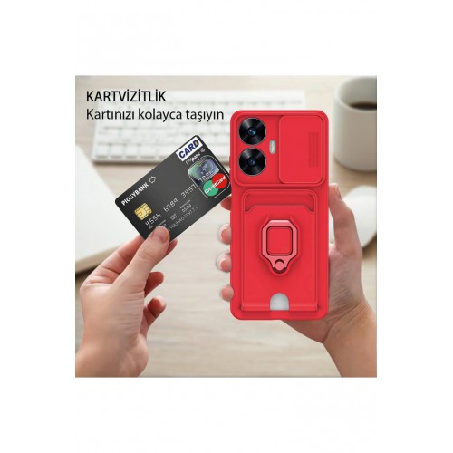Newface Realme C55 Kılıf Zuma Kartvizitli Yüzüklü Silikon - Kırmızı Newface Realme C55 Kılıf Zuma Kartvizitli Yüzüklü Silikon - Kırmızı