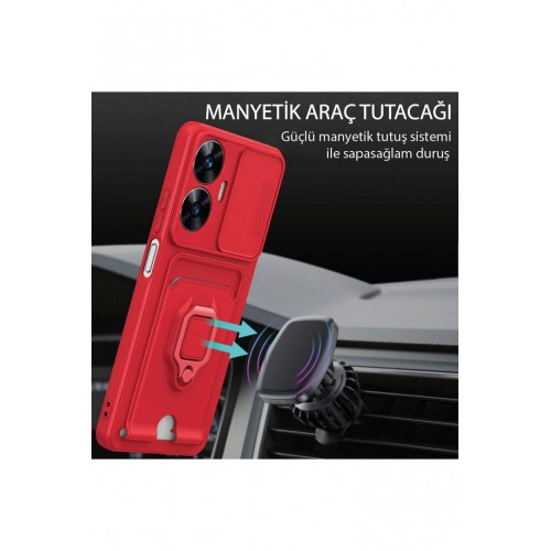 Newface Realme C55 Kılıf Zuma Kartvizitli Yüzüklü Silikon - Kırmızı Newface Realme C55 Kılıf Zuma Kartvizitli Yüzüklü Silikon - Kırmızı