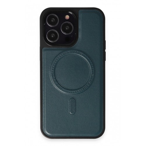 Newface iPhone 13 Pro Max Kılıf Ozzi Magsafe Deri Kapak - Koyu Yeşil Newface iPhone 13 Pro Max Kılıf Ozzi Magsafe Deri Kapak - Koyu Yeşil