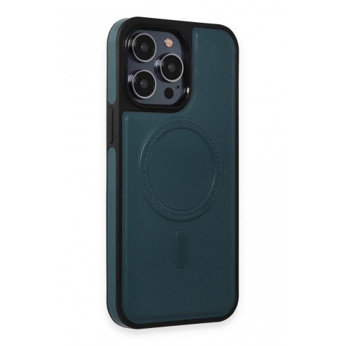 Newface iPhone 13 Pro Max Kılıf Ozzi Magsafe Deri Kapak - Koyu Yeşil Newface iPhone 13 Pro Max Kılıf Ozzi Magsafe Deri Kapak - Koyu Yeşil
