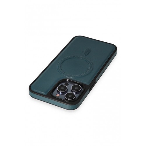 Newface iPhone 13 Pro Max Kılıf Ozzi Magsafe Deri Kapak - Koyu Yeşil Newface iPhone 13 Pro Max Kılıf Ozzi Magsafe Deri Kapak - Koyu Yeşil