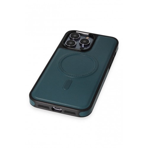 Newface iPhone 13 Pro Max Kılıf Ozzi Magsafe Deri Kapak - Koyu Yeşil Newface iPhone 13 Pro Max Kılıf Ozzi Magsafe Deri Kapak - Koyu Yeşil
