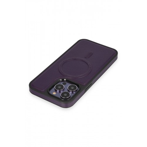 Newface iPhone 14 Pro Max Kılıf Ozzi Magsafe Deri Kapak - Derin Mor Newface iPhone 14 Pro Max Kılıf Ozzi Magsafe Deri Kapak - Derin Mor