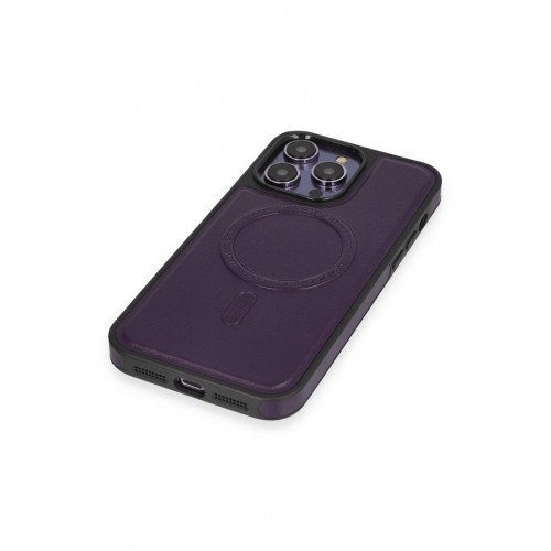 Newface iPhone 14 Pro Max Kılıf Ozzi Magsafe Deri Kapak - Derin Mor Newface iPhone 14 Pro Max Kılıf Ozzi Magsafe Deri Kapak - Derin Mor