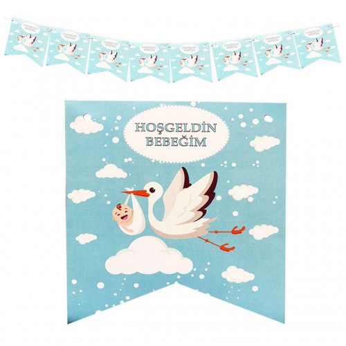 ZERO LAND - Hoşgeldin Bebeğim Kağıt Bayrak Flama 15 cm Mavi ZERO LAND - Hoşgeldin Bebeğim Kağıt Bayrak Flama 15 cm Mavi