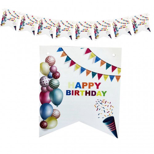 ZERO LAND - Happy Birthday Kağıt Bayrak Flama 15 cm Beyaz ZERO LAND - Happy Birthday Kağıt Bayrak Flama 15 cm Beyaz