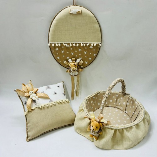 ZERO LAND - 3 adet Oval Baby Shower Seti Krem ZERO LAND - 3 adet Oval Baby Shower Seti Krem