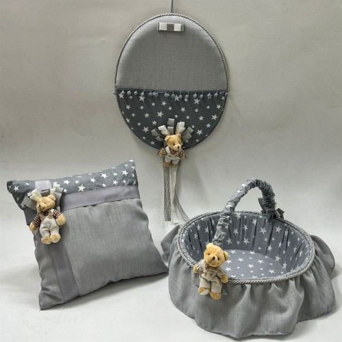 ZERO LAND - 3 adet Oval Baby Shower Seti Gri ZERO LAND - 3 adet Oval Baby Shower Seti Gri