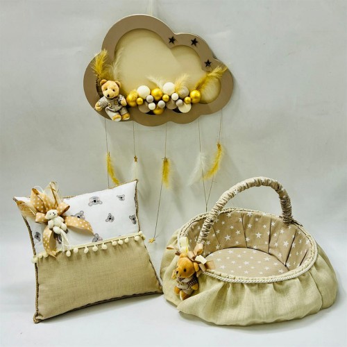 ZERO LAND - 3 adet Baby Shower Seti Krem ZERO LAND - 3 adet Baby Shower Seti Krem