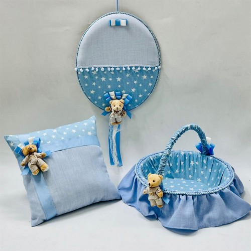 ZERO LAND - 3 adet Oval Baby Shower Seti Mavi ZERO LAND - 3 adet Oval Baby Shower Seti Mavi