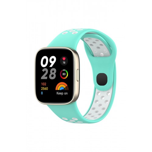 Newface Xiaomi Redmi Watch 3 Spor Delikli Kordon - Turkuaz-Beyaz Newface Xiaomi Redmi Watch 3 Spor Delikli Kordon - Turkuaz-Beyaz
