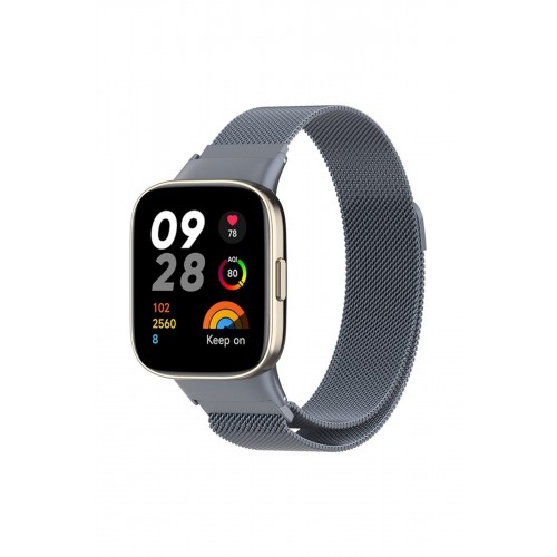 Newface Xiaomi Redmi Watch 3 Metal Mıknatıslı Kordon - Gri Newface Xiaomi Redmi Watch 3 Metal Mıknatıslı Kordon - Gri