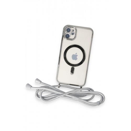 Newface iPhone 12 Kılıf Divo Lazer Askılı Magsafe Kapak - Gümüş Newface iPhone 12 Kılıf Divo Lazer Askılı Magsafe Kapak - Gümüş