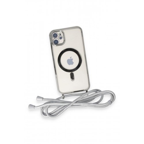 Newface iPhone 12 Kılıf Divo Lazer Askılı Magsafe Kapak - Gümüş Newface iPhone 12 Kılıf Divo Lazer Askılı Magsafe Kapak - Gümüş