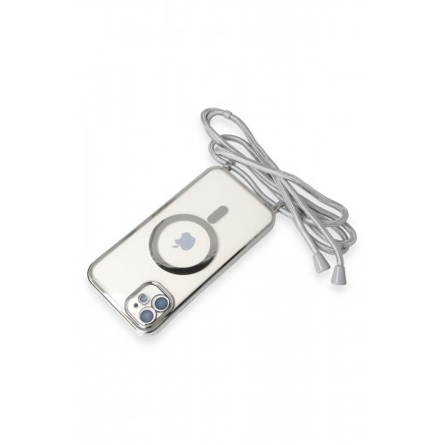 Newface iPhone 12 Kılıf Divo Lazer Askılı Magsafe Kapak - Gümüş Newface iPhone 12 Kılıf Divo Lazer Askılı Magsafe Kapak - Gümüş