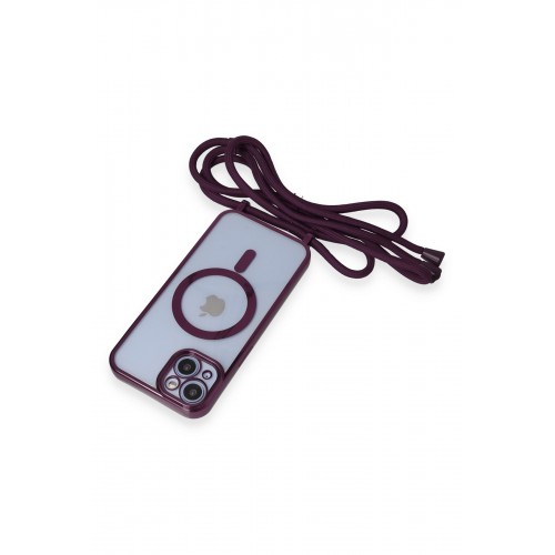 Newface iPhone 13 Kılıf Divo Lazer Askılı Magsafe Kapak - Derin Mor Newface iPhone 13 Kılıf Divo Lazer Askılı Magsafe Kapak - Derin Mor