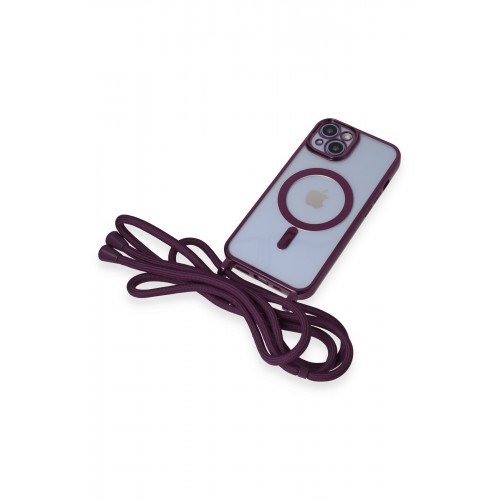 Newface iPhone 13 Kılıf Divo Lazer Askılı Magsafe Kapak - Derin Mor Newface iPhone 13 Kılıf Divo Lazer Askılı Magsafe Kapak - Derin Mor