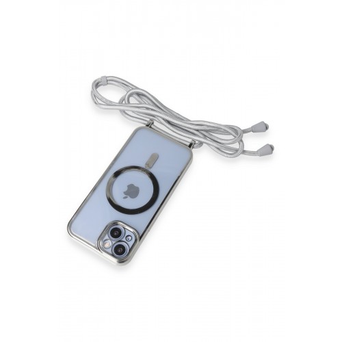 Newface iPhone 13 Kılıf Divo Lazer Askılı Magsafe Kapak - Gümüş Newface iPhone 13 Kılıf Divo Lazer Askılı Magsafe Kapak - Gümüş