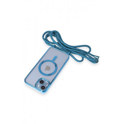 Newface iPhone 13 Kılıf Divo Lazer Askılı Magsafe Kapak - Sierra Blue Newface iPhone 13 Kılıf Divo Lazer Askılı Magsafe Kapak - Sierra Blue