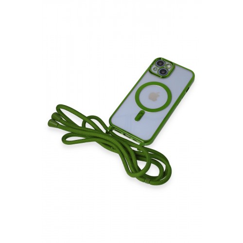 Newface iPhone 13 Kılıf Divo Lazer Askılı Magsafe Kapak - Koyu Yeşil Newface iPhone 13 Kılıf Divo Lazer Askılı Magsafe Kapak - Koyu Yeşil